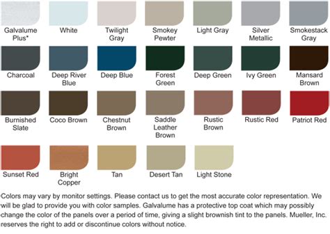 mueller metal buildings color chart